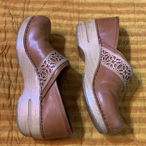 Brown Classic Dansko Clog leather detailing